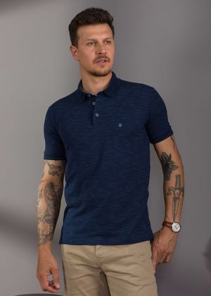 Camisa Polo Baumgarten Manga Curta Piquet Azul Marinho