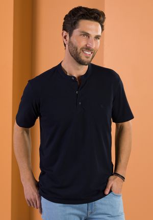 CAMISA GOLA PADRE MASCULINA AZUL MARINHO