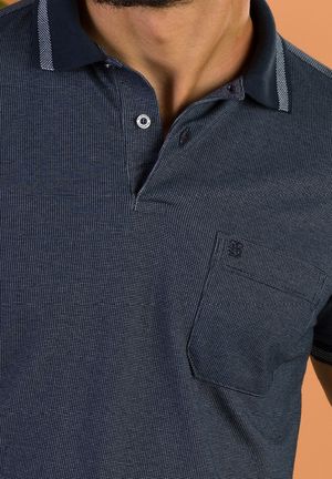 CAMISA MASCULINA POLO AZUL MARINHO COM DETALHES